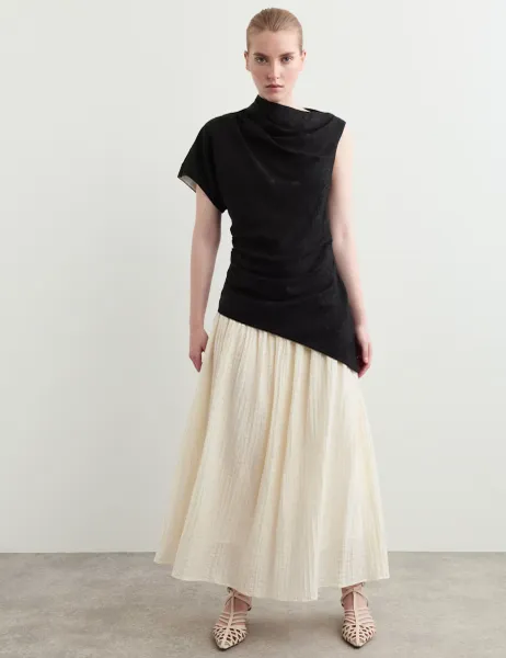 Jaeger Lyocell Blend Colour Block Maxi Dress Black Mix