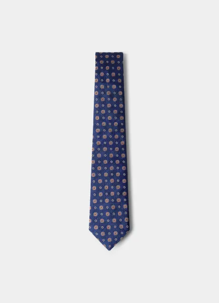 Silk Medallion Flower Tie - Made in Italy
