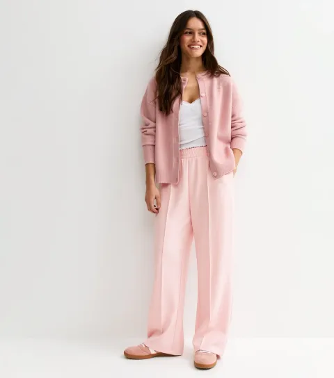 New Look Women's Petite Premium Light Pink Wide Leg Joggers