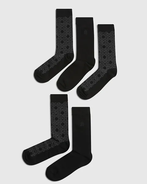 River Island Monogram Pack Of 5 Socks