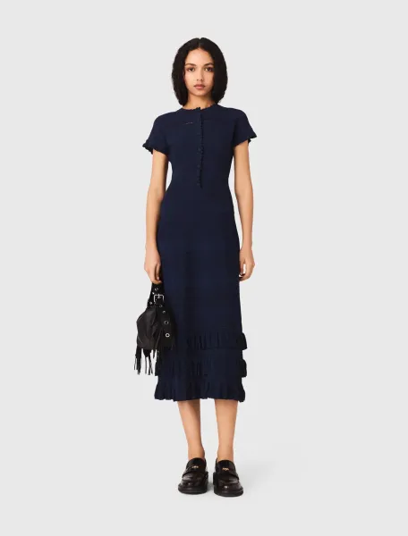 Knit maxi dress with ruffles