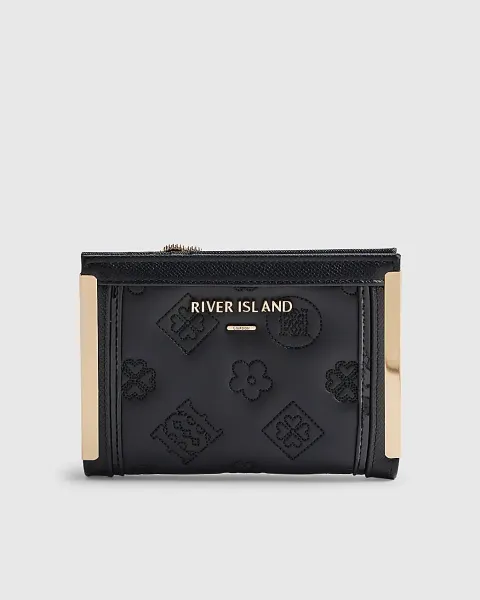 River Island Quilted Monogram Print Fold Out Purse