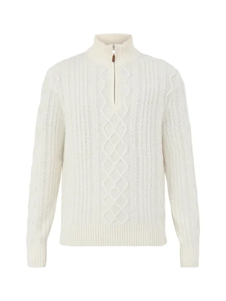 Gant Wool Blend Cable Knit Half Zip Jumper