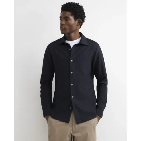 River Island Muscle Fit Textured Long Sleeve Shirt