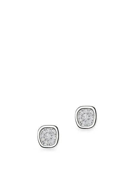 Missoma Molten Soft Square Pavé Stud Earrings - Silver Plated