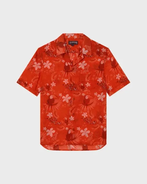 Vilebrequin Men Ramie Bowling Shirt Papel De Embrulho