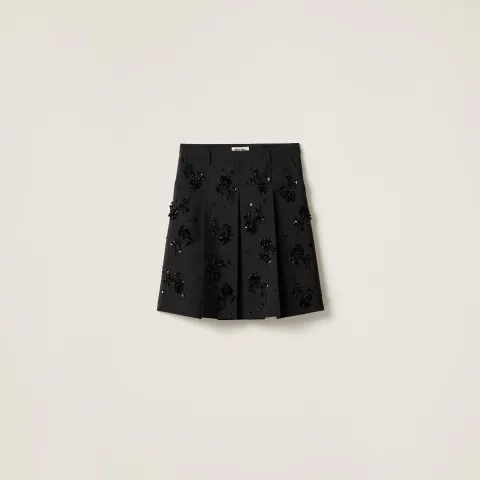 Embroidered kid mohair skirt