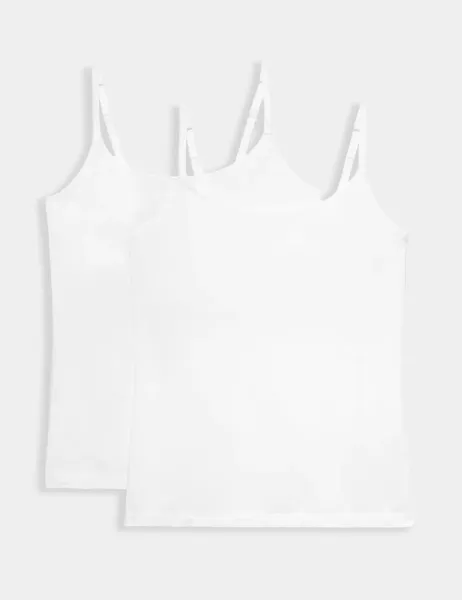 Marks & Spencer 2 Pack Cotton Rich Secret Support Vests White