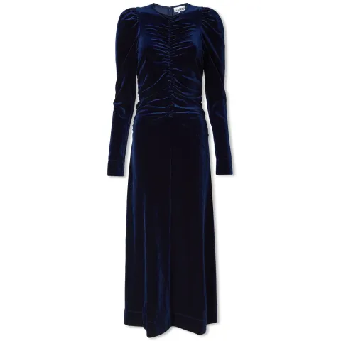 Velvet Jersey Gathered Maxi Dress