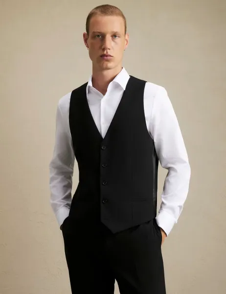 River Island Slim Fit Waistcoat Black