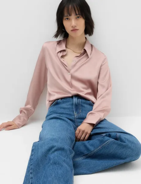 Marks & Spencer Satin Collared Button Through Shirt