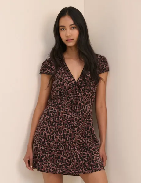Nobody's Child Polka Dot V-Neck Mini Tea Dress