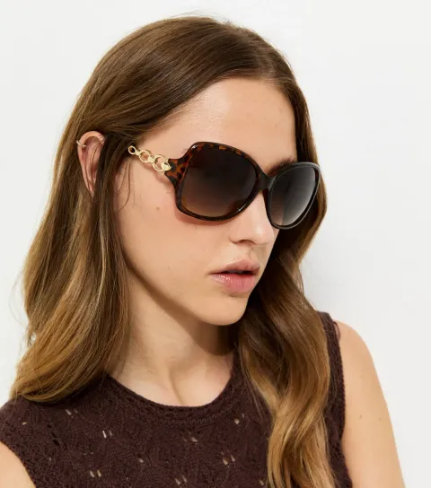 New Look Brown Tortoiseshell Round Frame Sunglasses