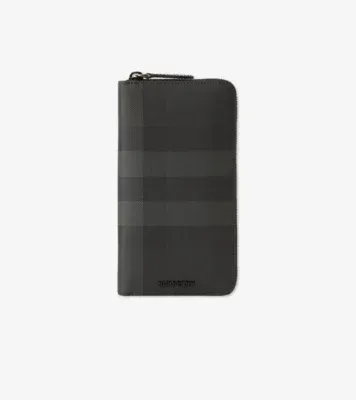 Check Zip Wallet in Charcoal grey - Men, Technical, Cotton