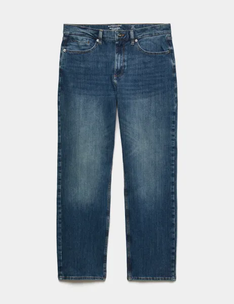 Autograph Straight Fit 360 Flex Stretch Jeans Mid Blue