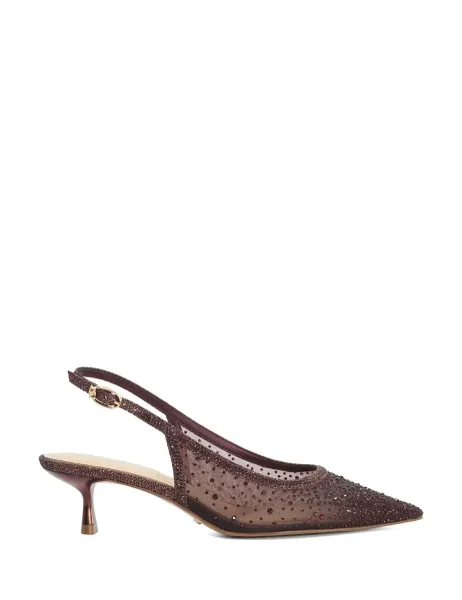 Dune London Sparkle Kitten Heel Slingback Shoes Burgundy