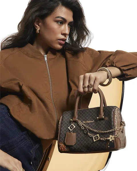 River Island Monogram Chain Detail Bowler Bag
