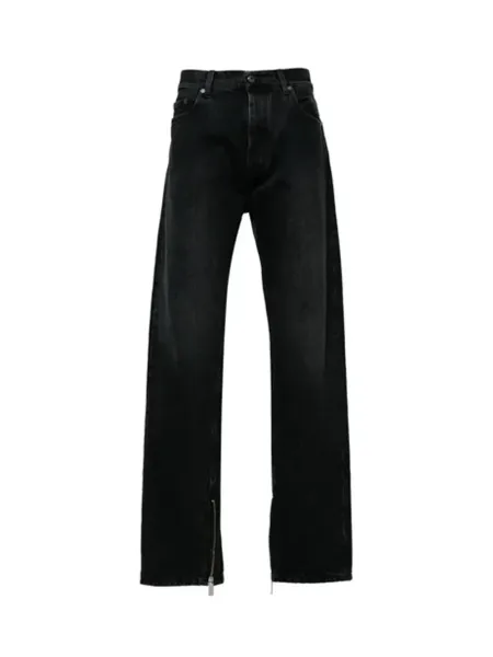 Zip Detail Straigh Leg Jeans Black