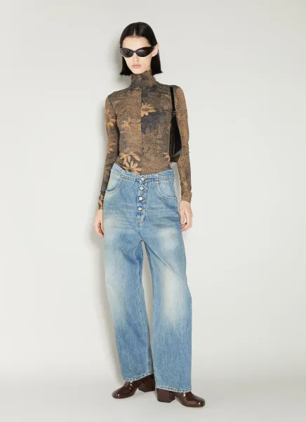 Tapered Button Jeans