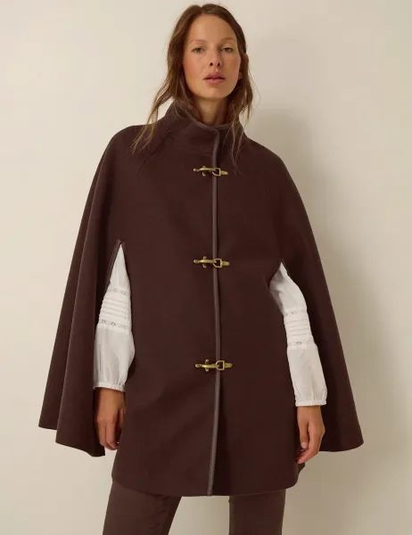 Monsoon Funnel Neck Coat Chocolate
