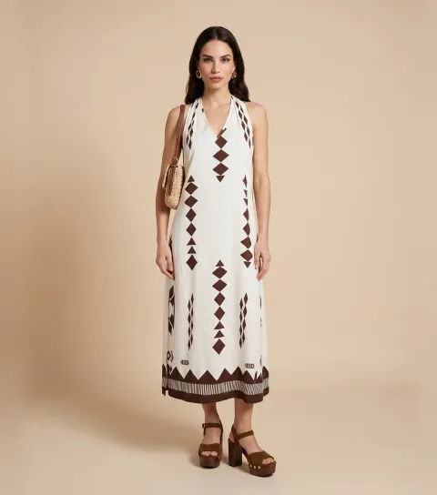 Women's Geometric Print Maxi Dress