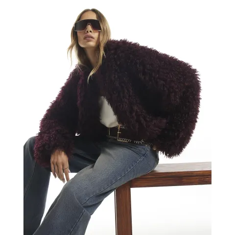 River Island Faux Mongolian Fur Coat