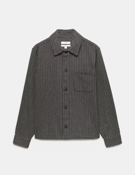 Marks & Spencer Pure Cotton Textured Overshirt Black Mix