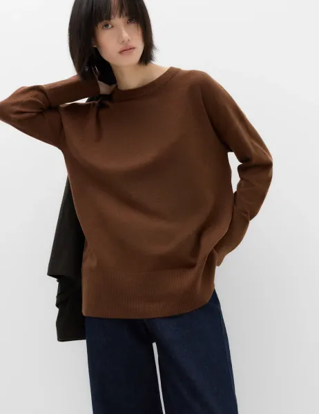 Marks & Spencer Air-Yarn Oversized Longline Jumper Conker