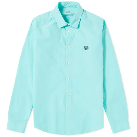 Button Down Dyed Tiger Poplin Shirt