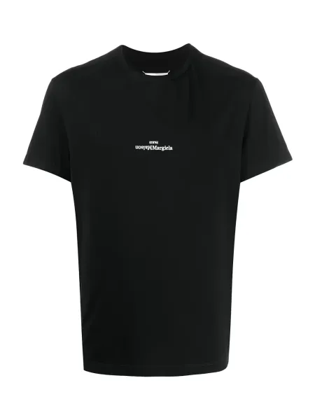 distorted-logo cotton T-shirt Black