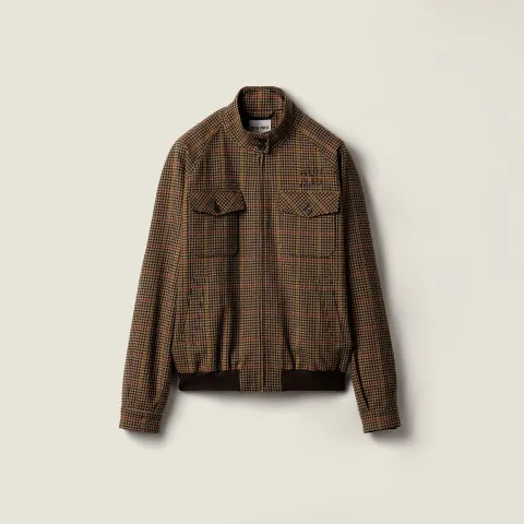 Houndstooth check blouson jacket