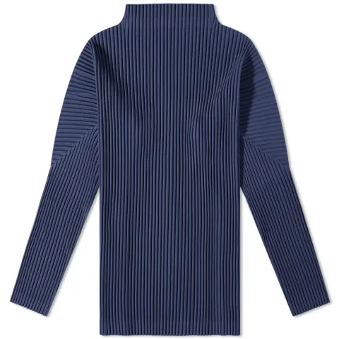 Long Sleeve Pleated Roll Neck