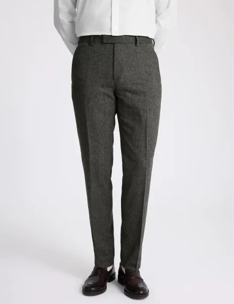 Moss Tailored Fit Wool Blend Herringbone Suit Trousers