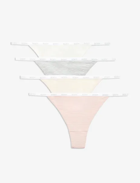 Marks & Spencer 4pk Cotton Rich Tanga Thongs Ivory