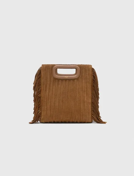 Quilted suede M bag
