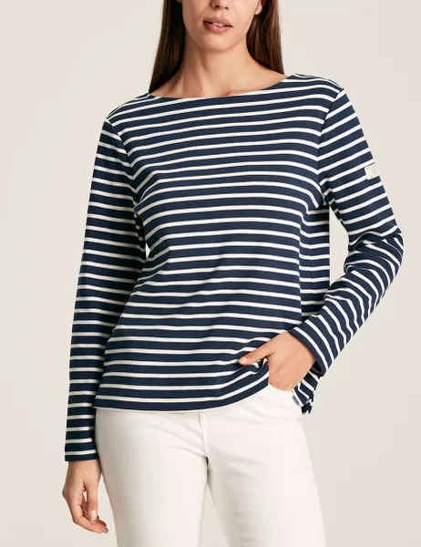 Joules Pure Cotton Striped Top Cream Mix