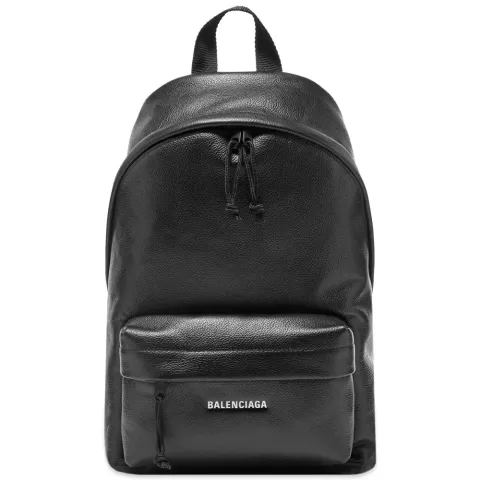Grained Leather Logo Backpack