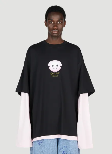 Lucky Pig Layered Long Sleeve T-Shirt
