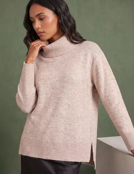 Roman Roll Neck Jumper Natural