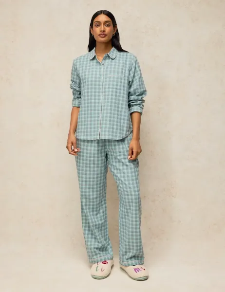 White Stuff Cotton Rich Checked Pyjama Top