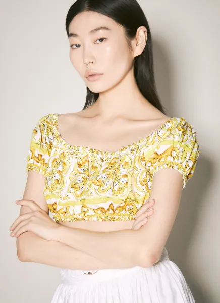 Majolica Print Crop Top