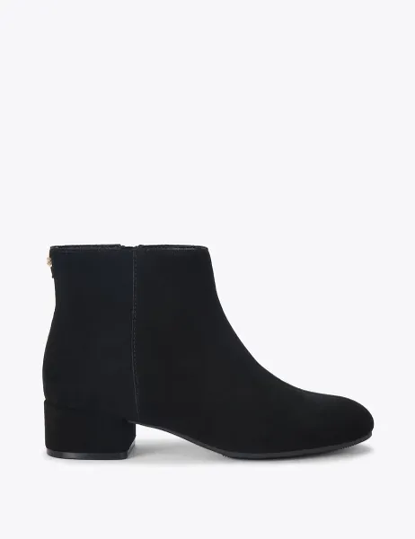 Carvela Suede Block Heel Round Toe Ankle Boots Black