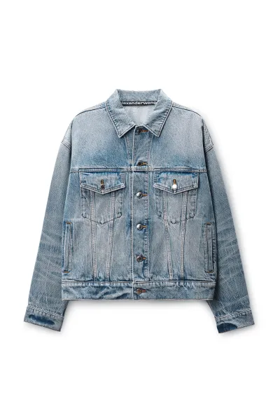 Distressed Logo Game Denim Jacket