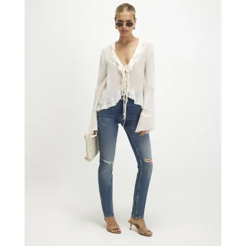 River Island High Waisted Cigarette Leg Ripped Jeans