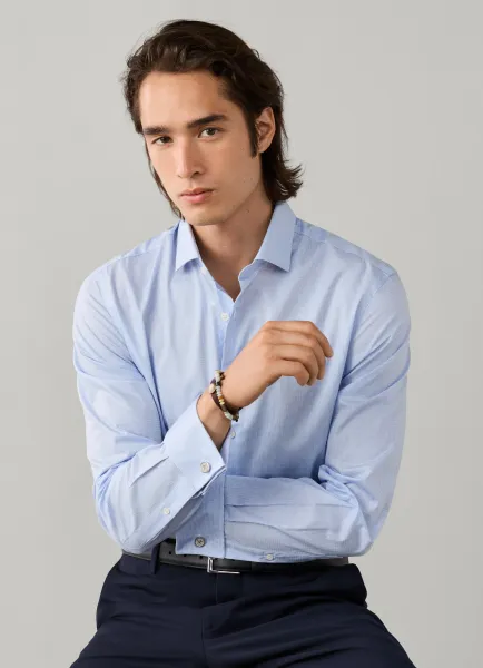 Tailored Fit Formal Two Tone Check Shirt