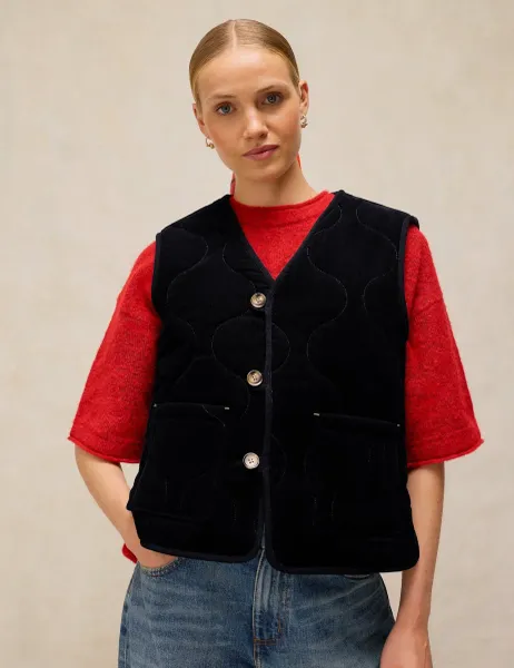 White Stuff Cord Fleece Reversible Gilet