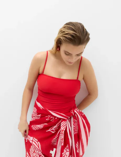 Marks & Spencer Bandeau Tankini Top Lacquer Red