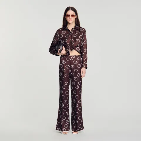 Floral print silk shirt