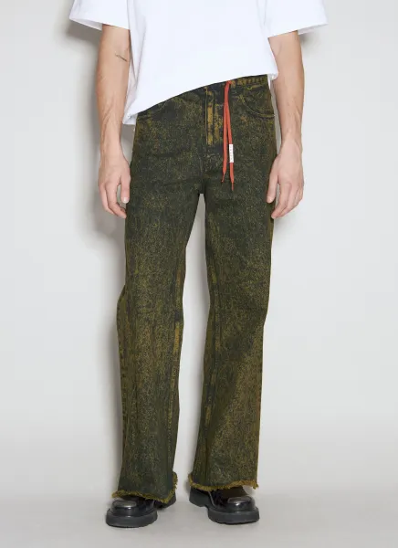 Marble-Dyed Flared Jeans