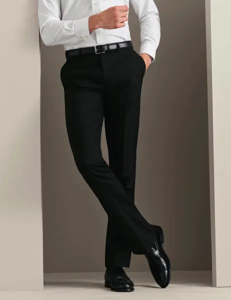 Charles Tyrwhitt Slim Fit Super 120s Wool Sharkskin Suit Trousers Black